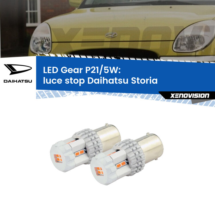 <strong>Luce Stop LED per Daihatsu Storia</strong>  1998 - 2005. Due lampade <strong>P21/5W</strong> rosse non canbus modello Gear.