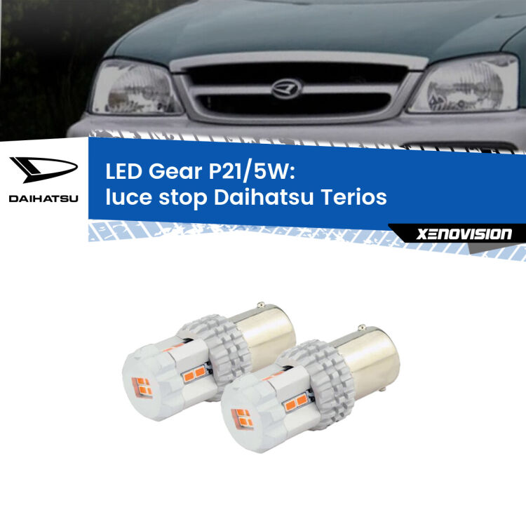 <strong>Luce Stop LED per Daihatsu Terios</strong>  1997 - 2005. Due lampade <strong>P21/5W</strong> rosse non canbus modello Gear.