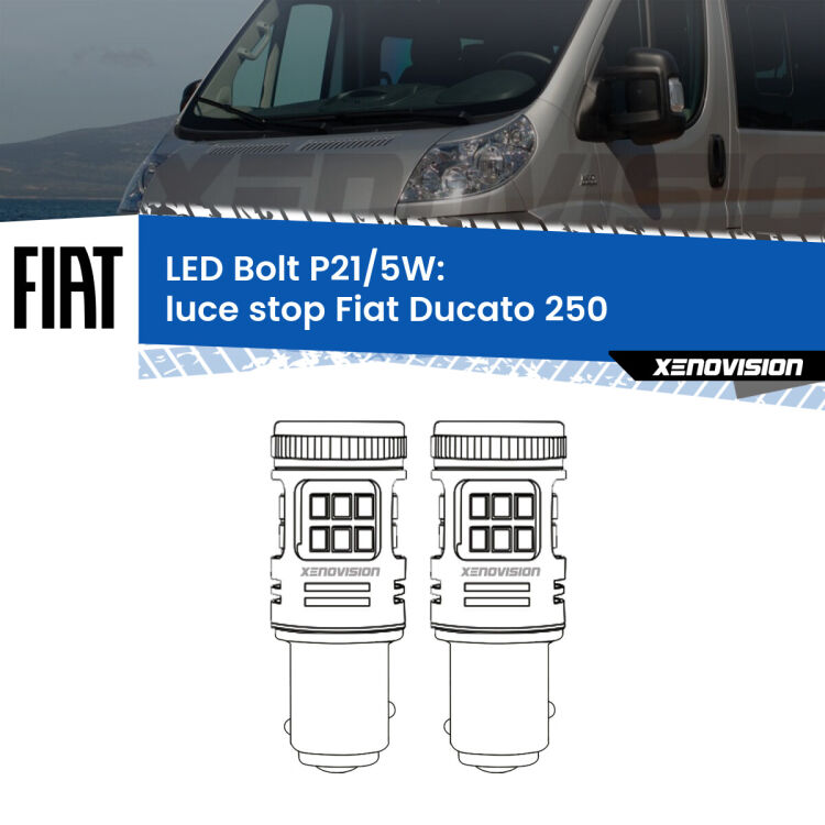 <strong>Luce Stop LED per Fiat Ducato</strong> 250 2006 - 2018. Coppia lampade <strong>P21/5W</strong> modello Bolt canbus.