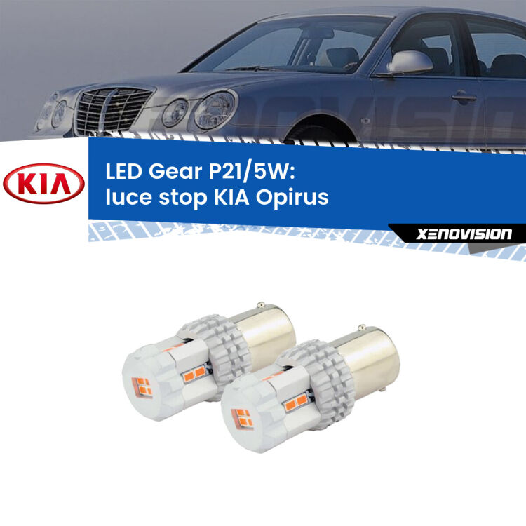 <strong>Luce Stop LED per KIA Opirus</strong>  2003 - 2011. Due lampade <strong>P21/5W</strong> rosse non canbus modello Gear.