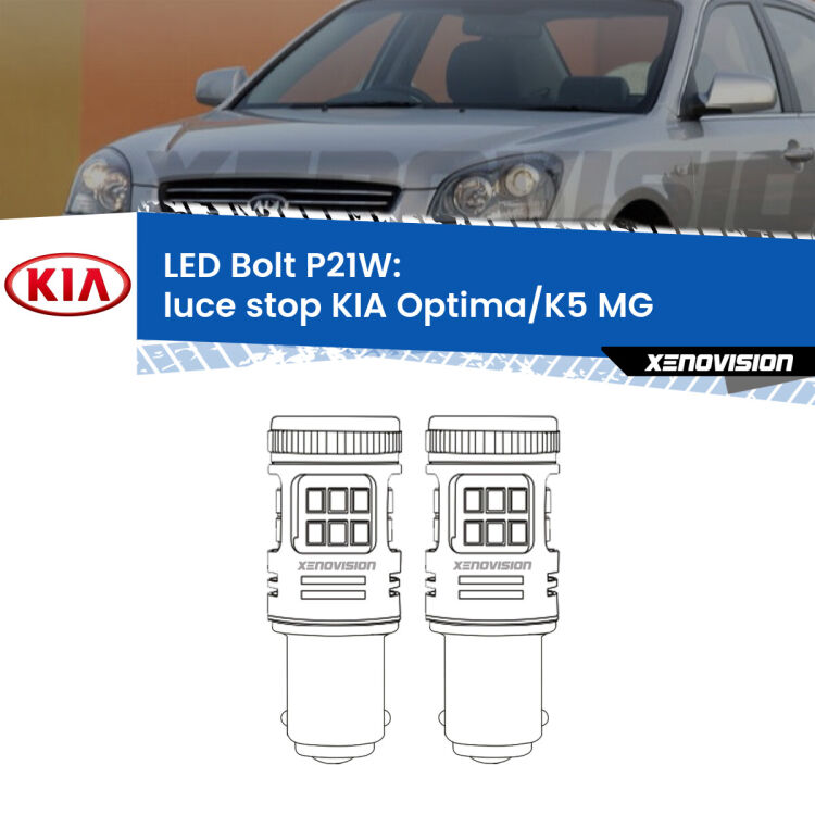 <strong>Luce Stop LED per KIA Optima/K5</strong> MG 2005 - 2009. Coppia lampade <strong>P21W</strong> modello Bolt canbus.