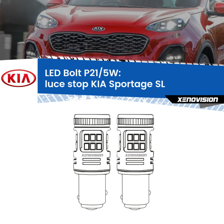 <strong>Luce Stop LED per KIA Sportage</strong> SL 2010 - 2014. Coppia lampade <strong>P21/5W</strong> modello Bolt canbus.