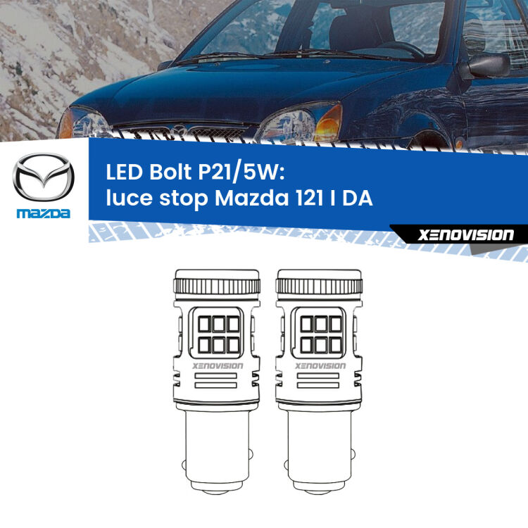 <strong>Luce Stop LED per Mazda 121 I</strong> DA 1987 - 1990. Coppia lampade <strong>P21/5W</strong> modello Bolt canbus.