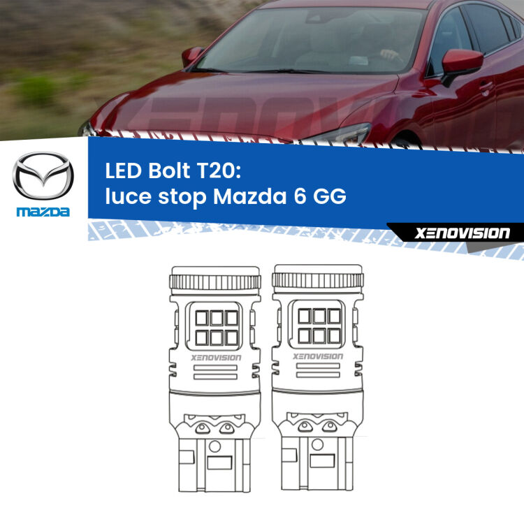 <strong>Luce Stop LED per Mazda 6</strong> GG 2002 - 2007. Coppia lampade <strong>T20</strong> modello Bolt canbus.