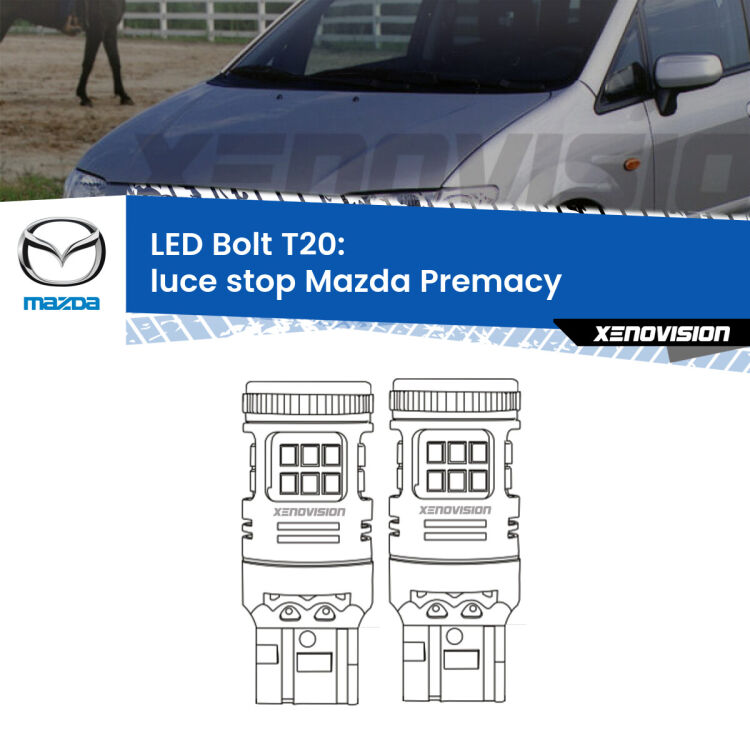 <strong>Luce Stop LED per Mazda Premacy</strong>  1999 - 2005. Coppia lampade <strong>T20</strong> modello Bolt canbus.