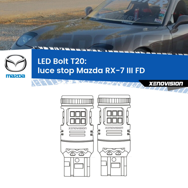 <strong>Luce Stop LED per Mazda RX-7 III</strong> FD 1992 - 2002. Coppia lampade <strong>T20</strong> modello Bolt canbus.