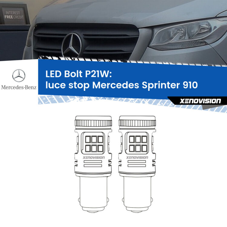 <strong>Luce Stop LED per Mercedes Sprinter</strong> 910 2018 in poi. Coppia lampade <strong>P21W</strong> modello Bolt canbus.