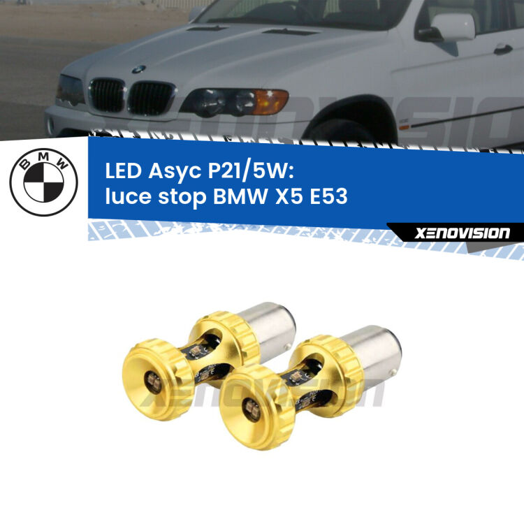 <strong>luce stop LED per BMW X5</strong> E53 1999 - 2003. Lampadina <strong>P21/5W</strong> rossa Canbus modello Asyc Xenovision.