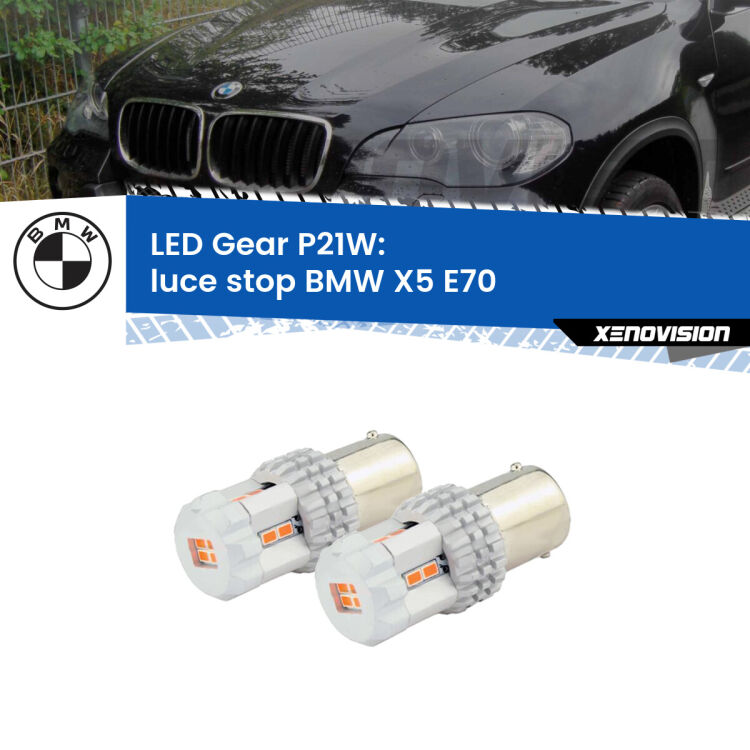 <p>Coppia <strong>LED P21W Rossi per </strong><strong>luce Stop</strong> <strong>BMW</strong> <strong>X5 </strong>(E70) prima serie: ultracompatti, illuminazione a 360 gradi e Canbus. Qualità Massima.</p>
<div> </div>