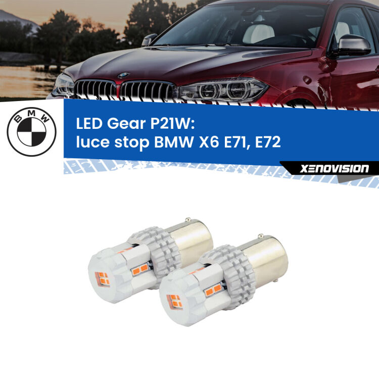 <p>Coppia <strong>LED P21W Rossi per </strong><strong>luce Stop</strong> <strong>BMW</strong> <strong>X6 </strong>(E71, E72) 2008 - 2014: ultracompatti, illuminazione a 360 gradi e Canbus. Qualità Massima.</p>
<div> </div>