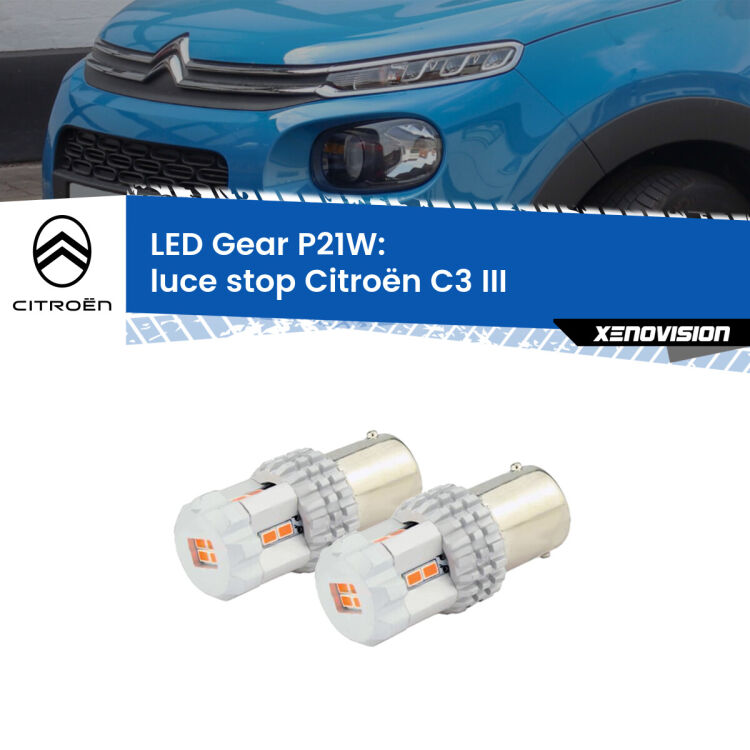 <p>Coppia <strong>LED P21W Rossi per </strong><strong>luce Stop</strong> <strong>Citroën</strong> <strong>C3 </strong>(III) 2016 in poi: ultracompatti, illuminazione a 360 gradi e Canbus. Qualità Massima.</p>
<div> </div>