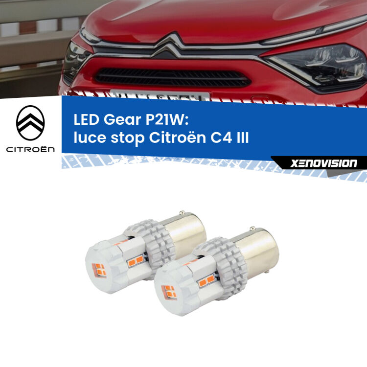 <p>Coppia <strong>LED P21W Rossi per </strong><strong>luce Stop</strong> <strong>Citroën</strong> <strong>C4 </strong>(III) 2020 in poi: ultracompatti, illuminazione a 360 gradi e Canbus. Qualità Massima.</p>
<div> </div>