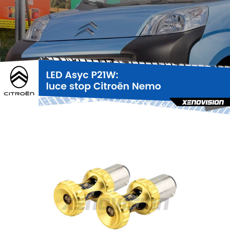 <strong>Luce Stop LED per Citroën Nemo</strong>  2008 in poi. Coppia lampade <strong>P21W</strong> super canbus Rosse modello Gear2.