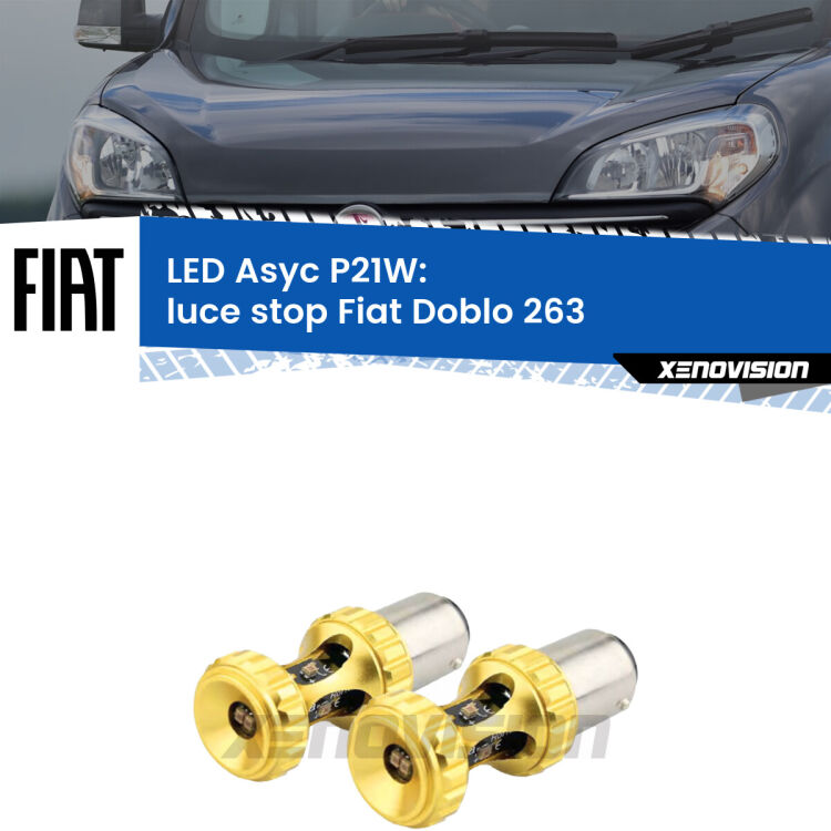 <strong>Luce Stop LED per Fiat Doblo</strong> 263 2010 - 2014. Coppia lampade <strong>P21W</strong> super canbus Rosse modello Gear2.