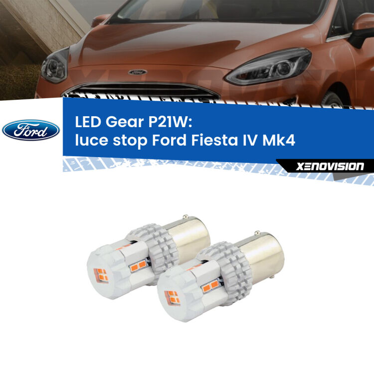 <p>Coppia <strong>LED P21W Rossi per </strong><strong>luce Stop</strong> <strong>Ford</strong> <strong>Fiesta </strong>(Mk4) 1995 - 2002: ultracompatti, illuminazione a 360 gradi e Canbus. Qualità Massima.</p>
<div> </div>