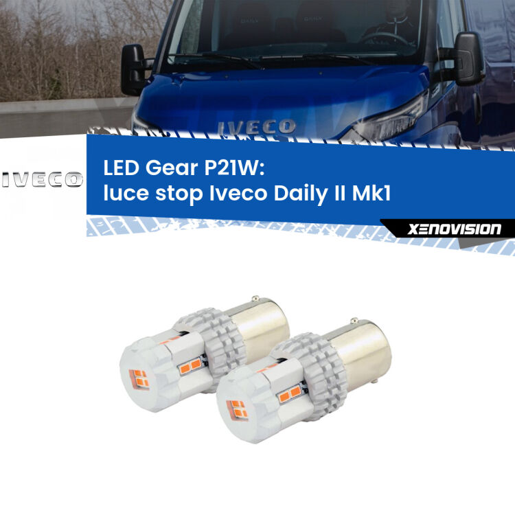 <p>Coppia <strong>LED P21W Rossi per </strong><strong>luce Stop</strong> <strong>Iveco</strong> <strong>Daily II </strong>(Mk1) 1999 - 2006: ultracompatti, illuminazione a 360 gradi e Canbus. Qualità Massima.</p>
<div> </div>