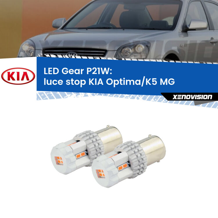 <p>Coppia <strong>LED P21W Rossi per </strong><strong>luce Stop</strong> <strong>KIA</strong> <strong>Optima/K5 </strong>(MG) 2005 - 2009: ultracompatti, illuminazione a 360 gradi e Canbus. Qualità Massima.</p>
<div> </div>