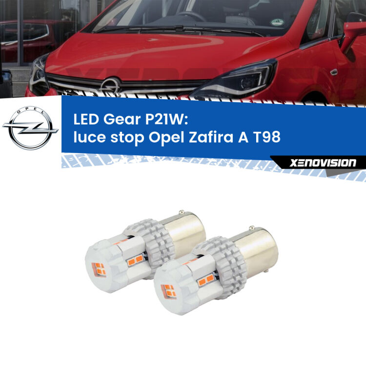 <p>Coppia <strong>LED P21W Rossi per </strong><strong>luce Stop</strong> <strong>Opel</strong> <strong>Zafira A </strong>(T98) 2003 - 2005: ultracompatti, illuminazione a 360 gradi e Canbus. Qualità Massima.</p>
<div> </div>