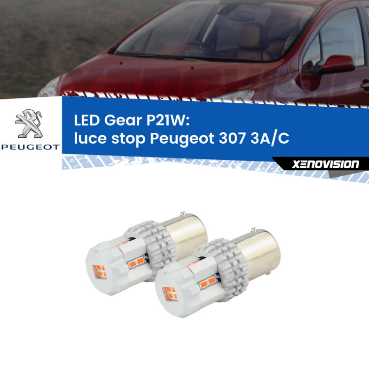 <p>Coppia <strong>LED P21W Rossi per </strong><strong>luce Stop</strong> <strong>Peugeot</strong> <strong>307 </strong>(3A/C) 2000 - 2009: ultracompatti, illuminazione a 360 gradi e Canbus. Qualità Massima.</p>
<div> </div>