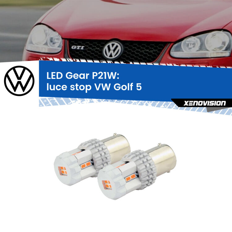 <p>Coppia <strong>LED P21W Rossi per </strong><strong>luce Stop</strong> <strong>VW</strong> <strong>Golf 5 </strong> 2003 - 2009: ultracompatti, illuminazione a 360 gradi e Canbus. Qualità Massima.</p>
<div> </div>