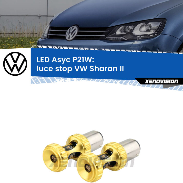 <strong>Luce Stop LED per VW Sharan</strong> II 2010 - 2019. Coppia lampade <strong>P21W</strong> super canbus Rosse modello Gear2.