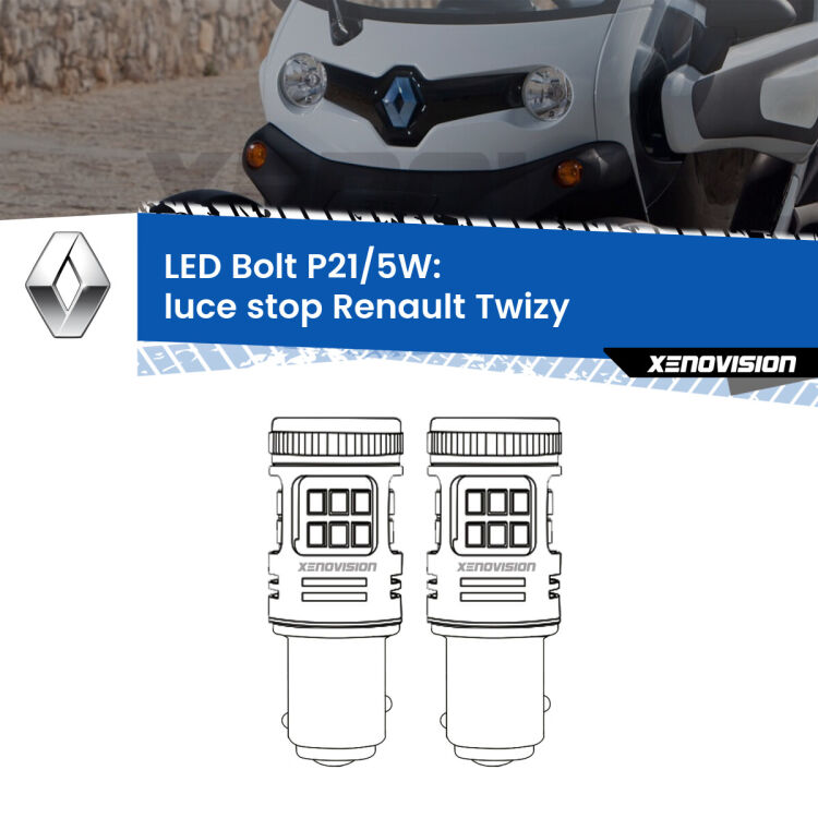 <strong>Luce Stop LED per Renault Twizy</strong>  2012 in poi. Coppia lampade <strong>P21/5W</strong> modello Bolt canbus.