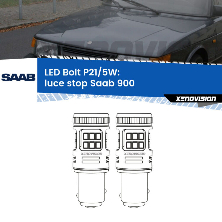 <strong>Luce Stop LED per Saab 900</strong>  1993 - 1998. Coppia lampade <strong>P21/5W</strong> modello Bolt canbus.