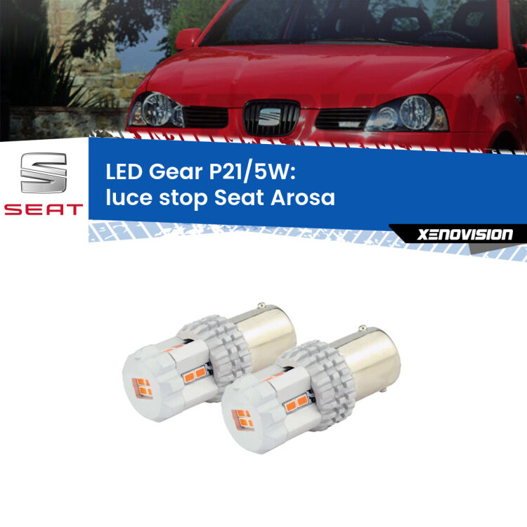 <strong>Luce Stop LED per Seat Arosa</strong>  1997 - 2004. Due lampade <strong>P21/5W</strong> rosse non canbus modello Gear.