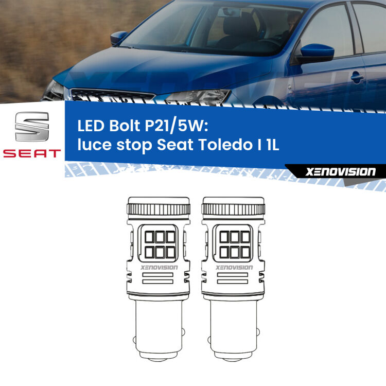 <strong>Luce Stop LED per Seat Toledo I</strong> 1L 1991 - 1999. Coppia lampade <strong>P21/5W</strong> modello Bolt canbus.