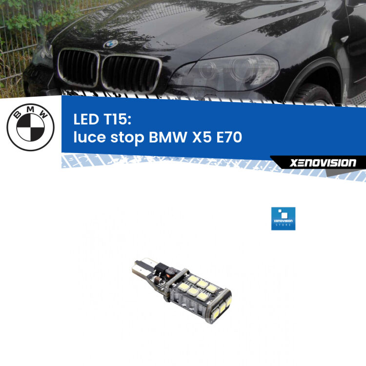 <strong>luce stop LED per BMW X5</strong> E70 restyling. Lampadina <strong>T15</strong> Canbus Xenovision.