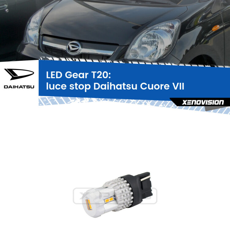 <strong>Luce Stop LED per Daihatsu Cuore VII</strong>  2007 - 2018. Lampada <strong>T20</strong> rossa modello Gear.