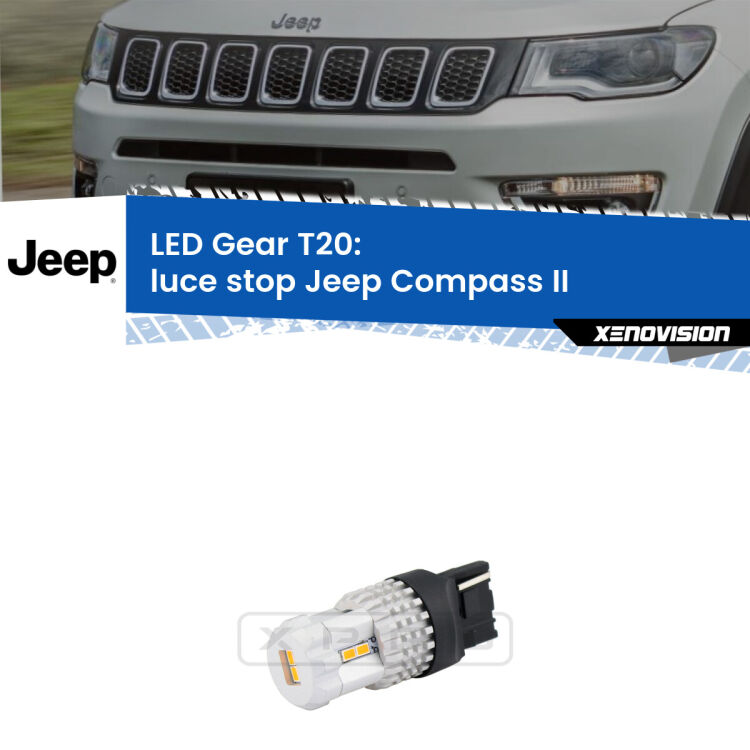 <strong>Luce Stop LED per Jeep Compass</strong> II 2017 in poi. Lampada <strong>T20</strong> rossa modello Gear.