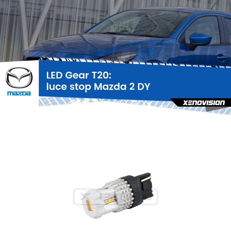 <strong>Luce Stop LED per Mazda 2</strong> DY 2003 - 2007. Lampada <strong>T20</strong> rossa modello Gear.