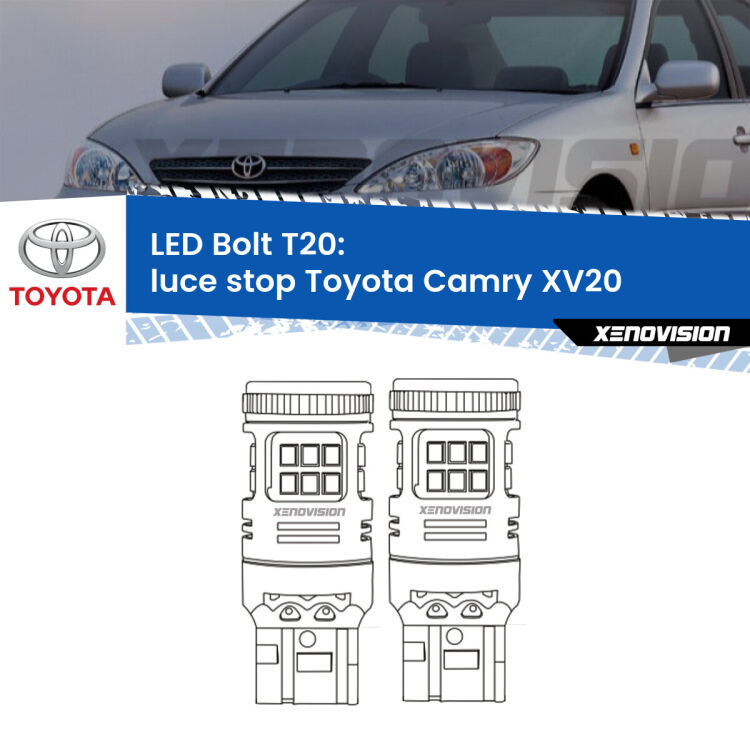 <strong>Luce Stop LED per Toyota Camry</strong> XV20 1996 - 2001. Coppia lampade <strong>T20</strong> modello Bolt canbus.