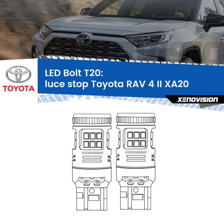 <strong>Luce Stop LED per Toyota RAV 4 II</strong> XA20 2000 - 2005. Coppia lampade <strong>T20</strong> modello Bolt canbus.