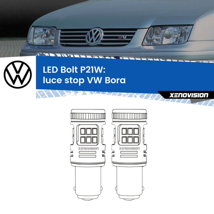 <strong>Luce Stop LED per VW Bora</strong>  1999 - 2006. Coppia lampade <strong>P21W</strong> modello Bolt canbus.