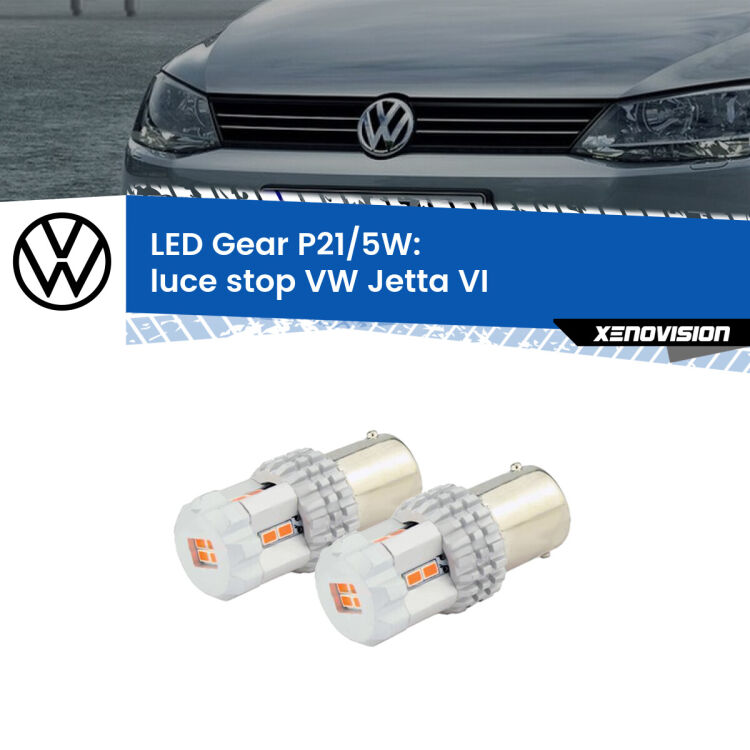 <strong>Luce Stop LED per VW Jetta</strong> VI 2010 - 2017. Due lampade <strong>P21/5W</strong> rosse non canbus modello Gear.