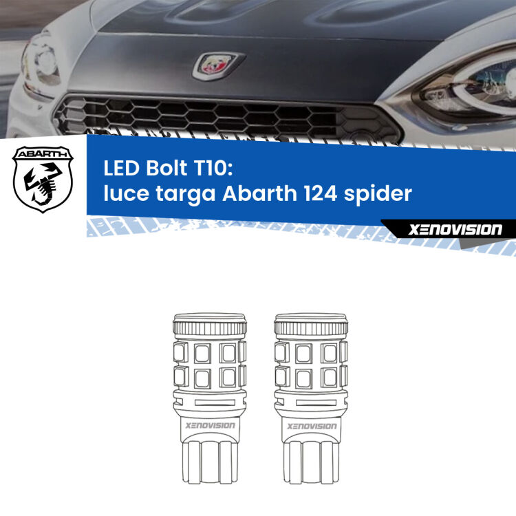 <strong>Luce Targa LED per Abarth 124 spider</strong>  2016 - 2019. Coppia lampade <strong>T10</strong> modello Bolt canbus.