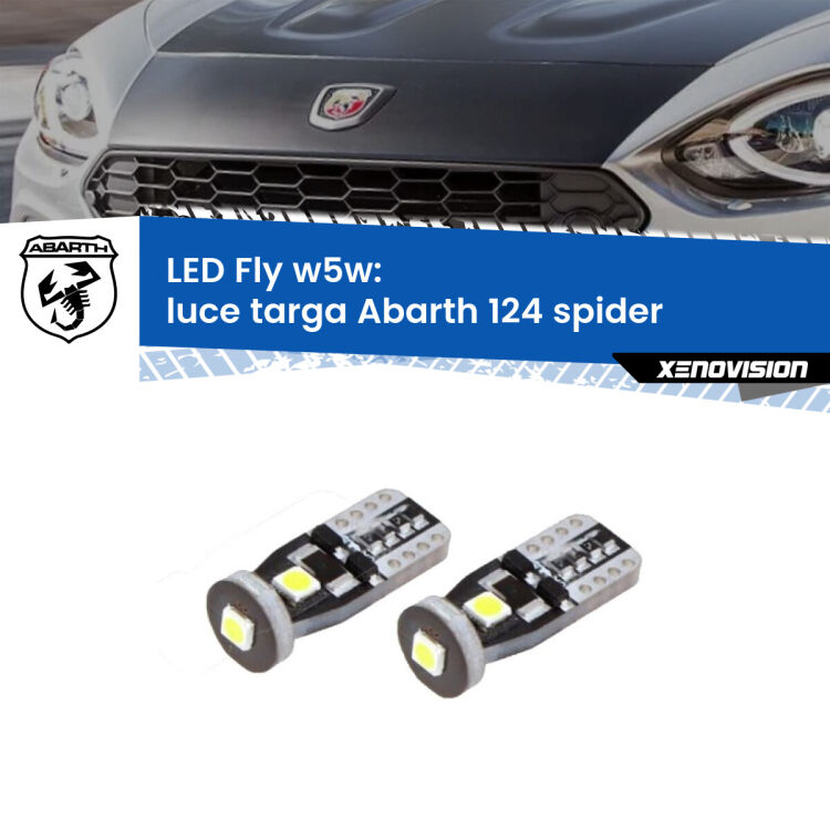 <strong>luce targa LED per Abarth 124 spider</strong>  2016 - 2019. Coppia lampadine <strong>w5w</strong> Canbus compatte modello Fly Xenovision.