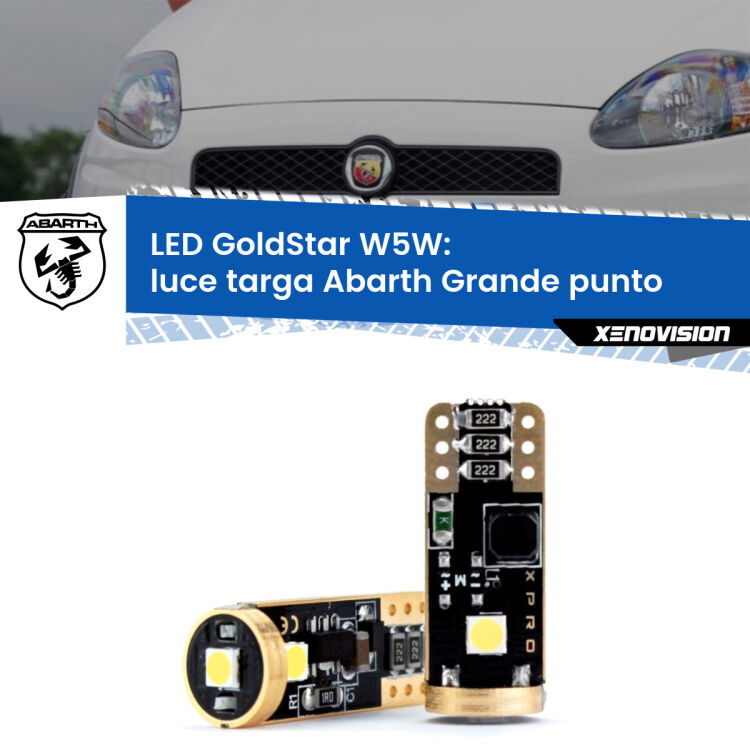 <strong>Luce Targa LED Abarth Grande punto</strong>  2007 - 2010: ottima luminosità a 360 gradi. Si inseriscono ovunque. Canbus, Top Quality.