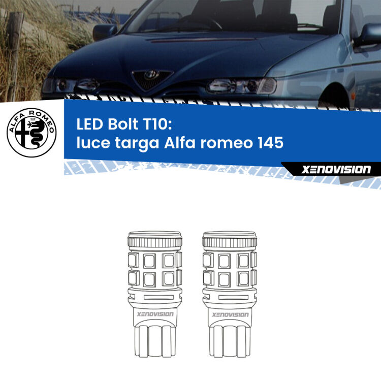 <strong>Luce Targa LED per Alfa romeo 145</strong>  1994 - 2001. Coppia lampade <strong>T10</strong> modello Bolt canbus.