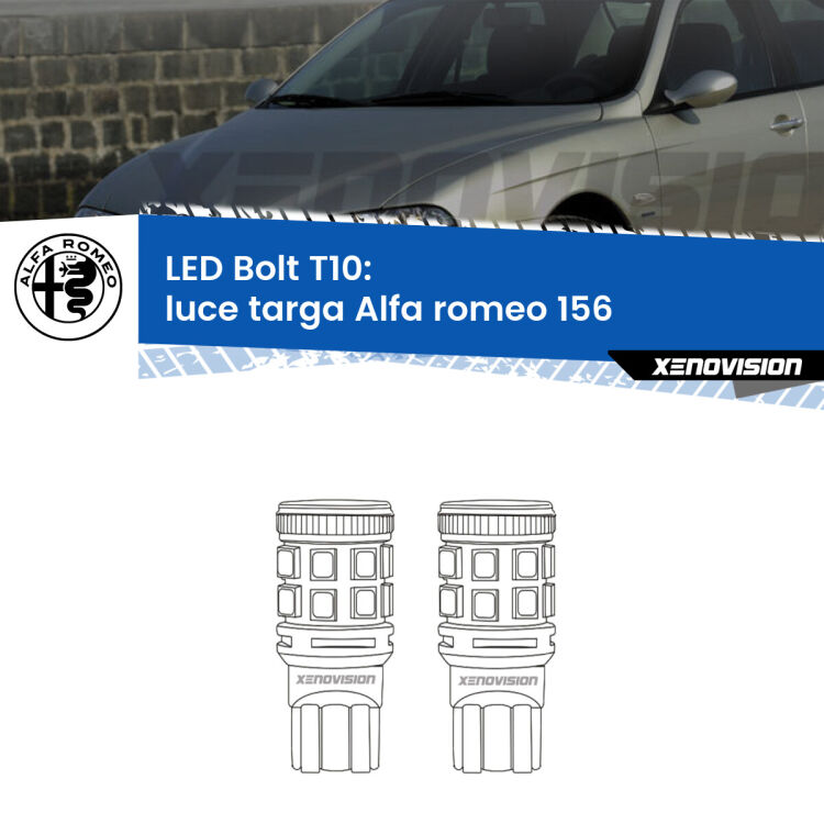 <strong>Luce Targa LED per Alfa romeo 156</strong>  1997 - 2005. Coppia lampade <strong>T10</strong> modello Bolt canbus.