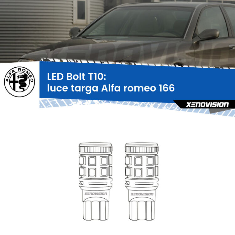 <strong>Luce Targa LED per Alfa romeo 166</strong>  1998 - 2007. Coppia lampade <strong>T10</strong> modello Bolt canbus.