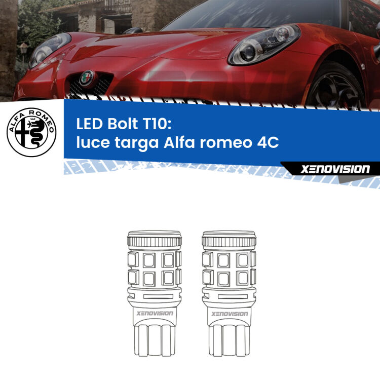 <strong>Luce Targa LED per Alfa romeo 4C</strong>  2013 in poi. Coppia lampade <strong>T10</strong> modello Bolt canbus.