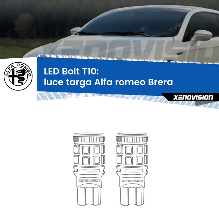 <strong>Luce Targa LED per Alfa romeo Brera</strong>  2006 - 2010. Coppia lampade <strong>T10</strong> modello Bolt canbus.