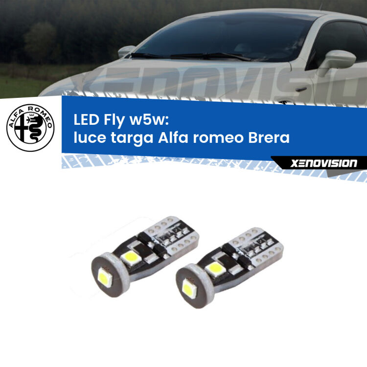 <strong>luce targa LED per Alfa romeo Brera</strong>  2006 - 2010. Coppia lampadine <strong>w5w</strong> Canbus compatte modello Fly Xenovision.