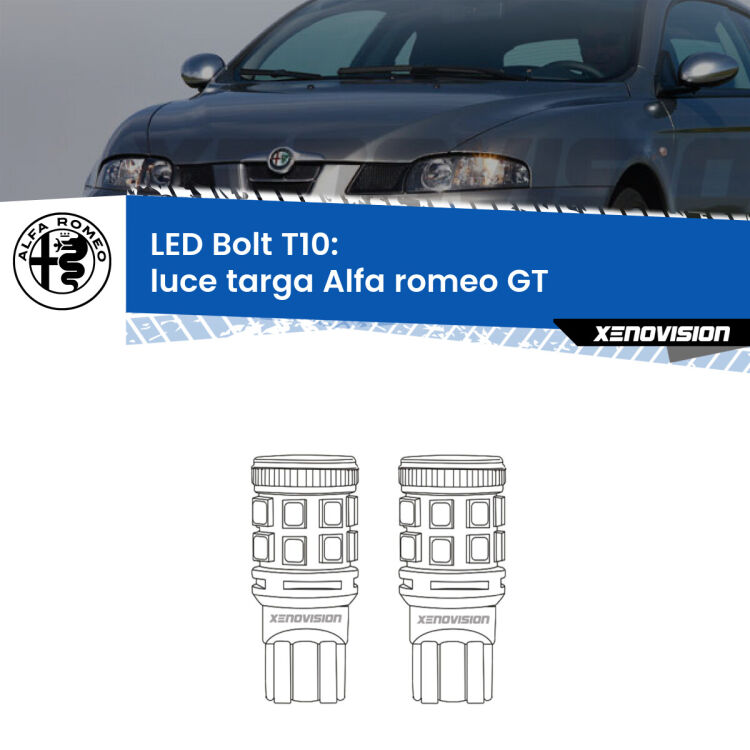 <strong>Luce Targa LED per Alfa romeo GT</strong>  2003 - 2010. Coppia lampade <strong>T10</strong> modello Bolt canbus.