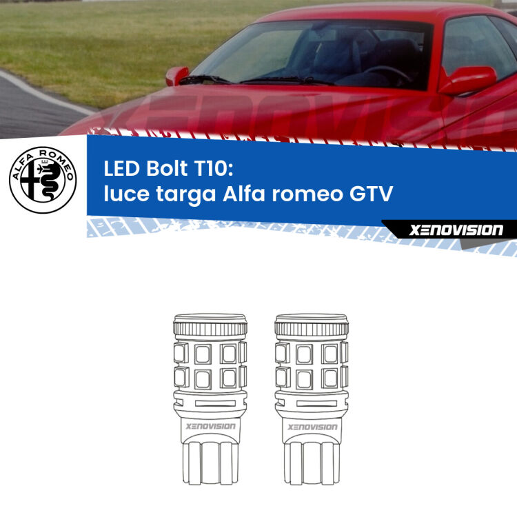 <strong>Luce Targa LED per Alfa romeo GTV</strong>  1995 - 2005. Coppia lampade <strong>T10</strong> modello Bolt canbus.