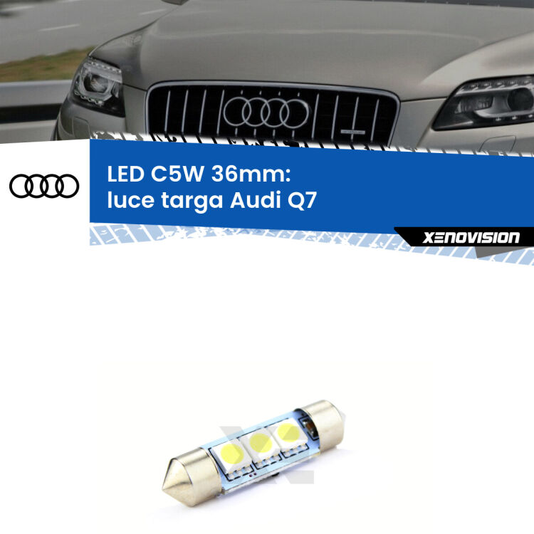 LED Luce Targa Audi Q7  2006 - 2012. Una lampadina led innesto C5W 36mm canbus estremamente longeva.