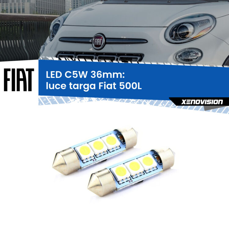 <strong>Luce Targa LED per Fiat 500L</strong>  2012 - 2018. Coppia lampade <strong>C5W</strong> 36mm estremamente longeve.